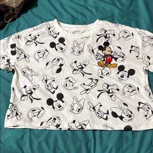 Disney White and Black Mickey Mouse Print Top